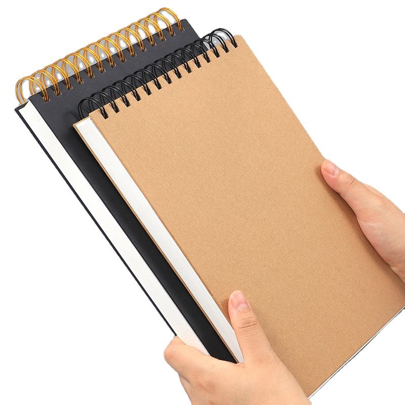 Custom Pink Black Brown Kraft Paper Cardboard Perfect Sew Binding Lay Flat Sketchbook Journal Blank Plain Soft Cover Notebook