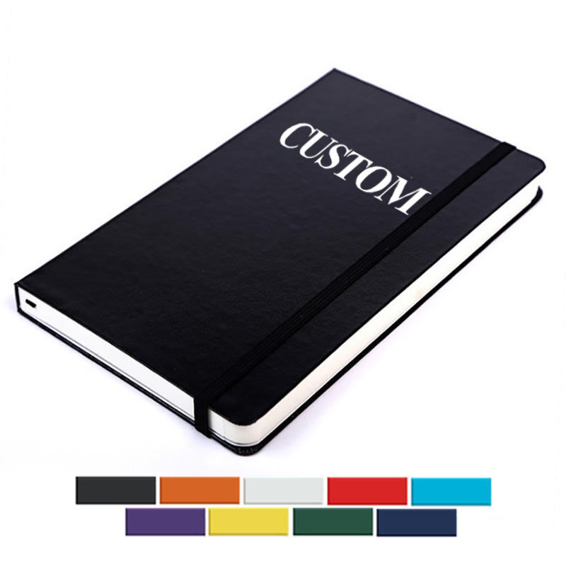 Wholesale Custom A6 A5 Journal with Elastic Strap Diary Notebook Printed Brand Logo Notepad Note Book PU Leather Notebook