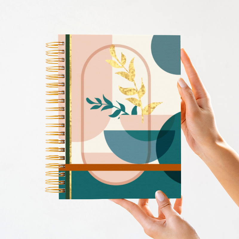 Undated A5 Kawaii pink Hard Paper Cover Spiral Diary Monthly Weekly Planner Custom Journal Notebook for School