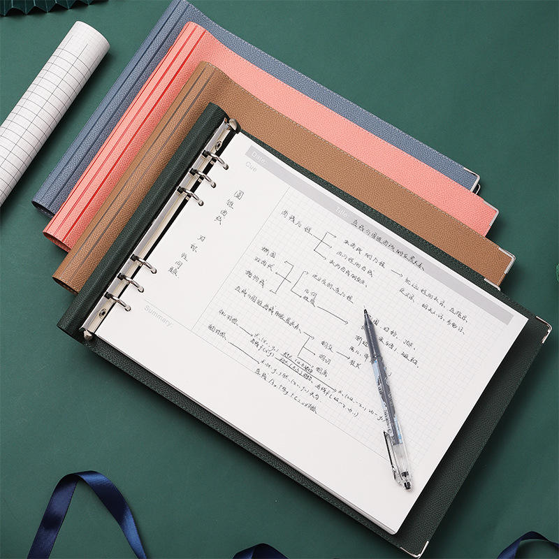 A4 Transverse Soft Leather Loose Leaf Notebooks Plan the Cornell Notepad Creative Book Custom Notepad Notebooks