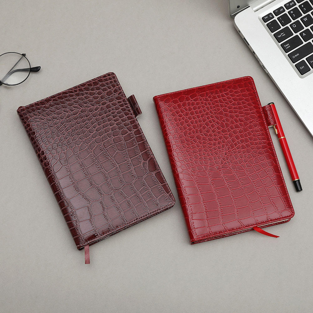 Custom Vegan Croc Leather PVC PU Leather Caramel Brown A5 6 Ring 30mm Planner Binder Organizer Cover