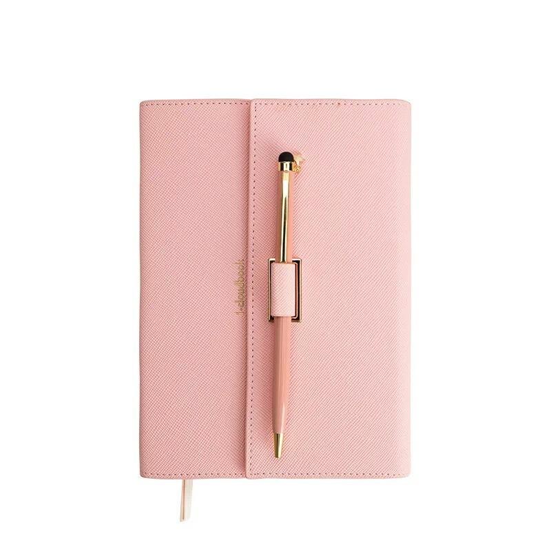 Amerpromo A4 Pu Leather Notebooks Grey Green and pink Color Journal 480pages Sewn Binder Notebook With Blank/lines/grid Layout