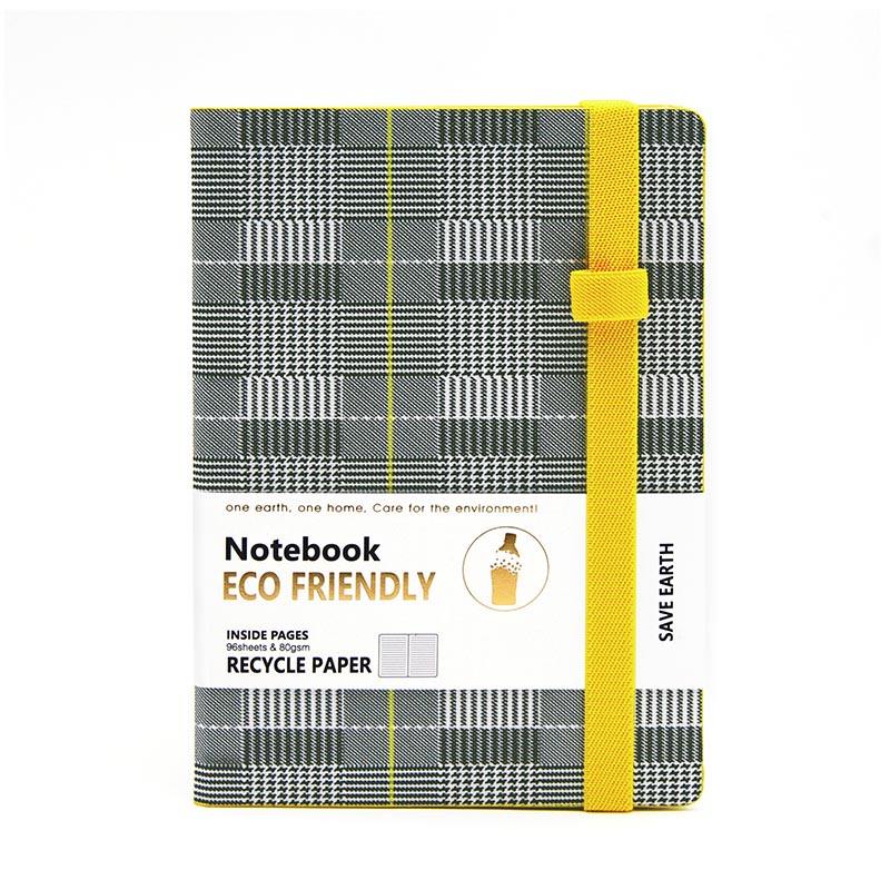 Stationery Rpet Recycled Pet Fabric Cover Recycled Paper Inner Elastic Band Closure A5 Lined Journal Custom Notebook