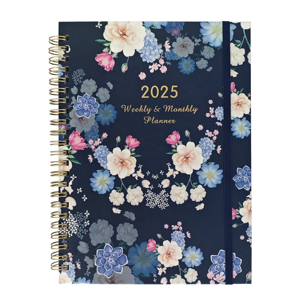 Custom Logo Tracking Gym Home Workout Spiral Notebook Elastic Men Women A5 Black Goal Planner Journal