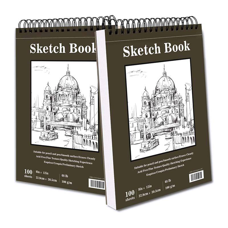 LISI 9x12inch Top Spiral Bound Acid Free Art Sketchbook Artistic Drawing Painting Writing Paper Pad for Kids Adults Dry Media