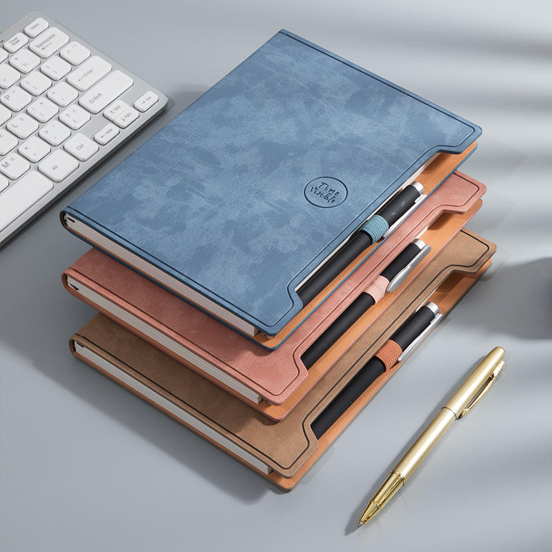 LOGO Custom A5 Notepad Engraved PU Cover Notebook Thickened Leather Business Diary Office Supply School Supplies