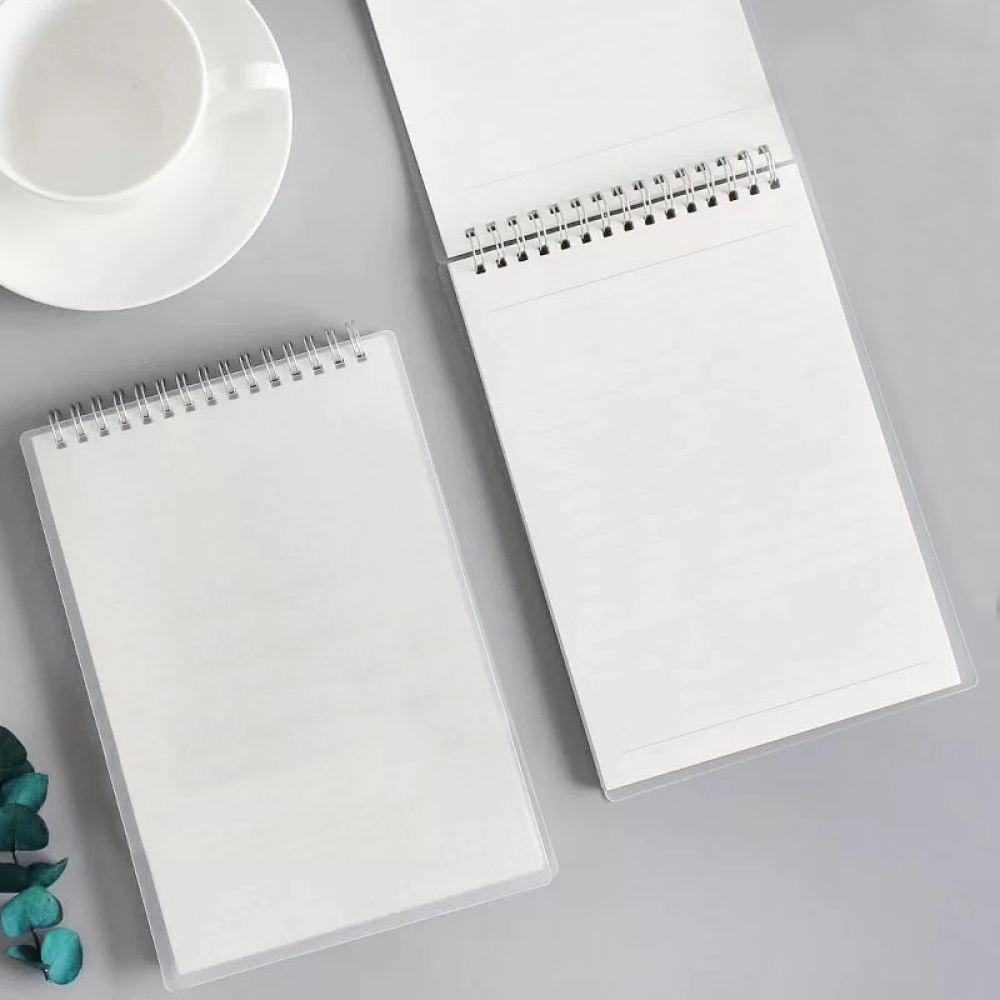 A5 Size Thick Plastic Hardcover 7mm College Ruled Paper 80 Sheets Top Bound Spiral Notebook
