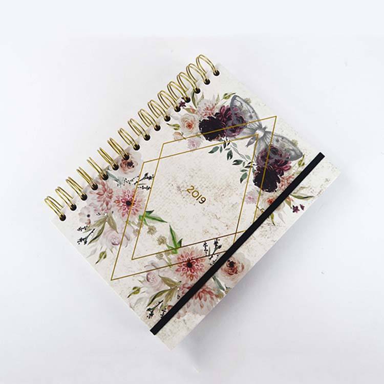 Premium Stationery Spanish Gold Spiral Weekly Daily Planner with Back Pocket Divider Tabs