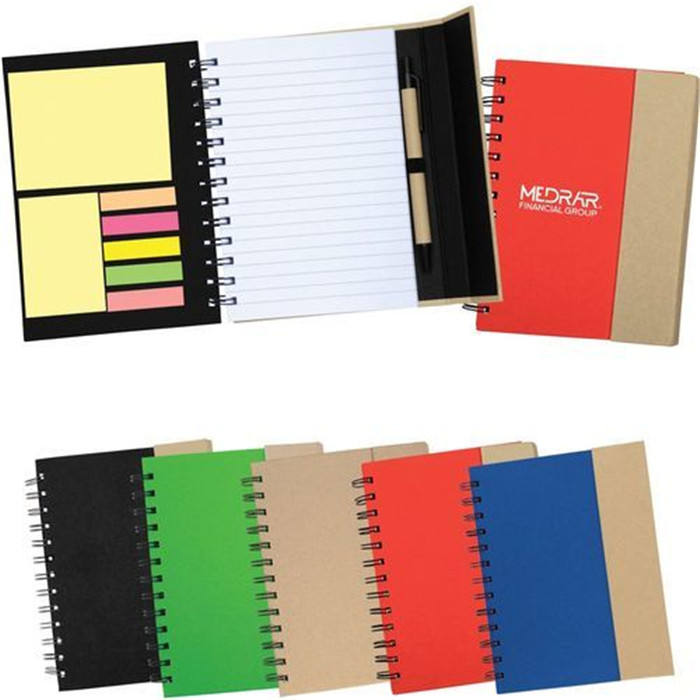 Customizable A6 Portable Paper Notebook Fabric Cover Perfect Gift for School Office-Sticky Notes Pen Coil Pad Spiral Note Book