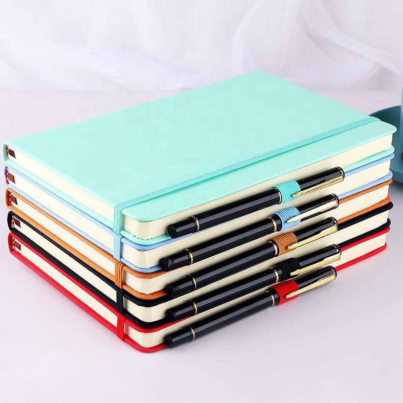 Custom Printing Navy Blue A4 Note Books Plain A5 Pu Leather Small Journal Hard Cover Notebook