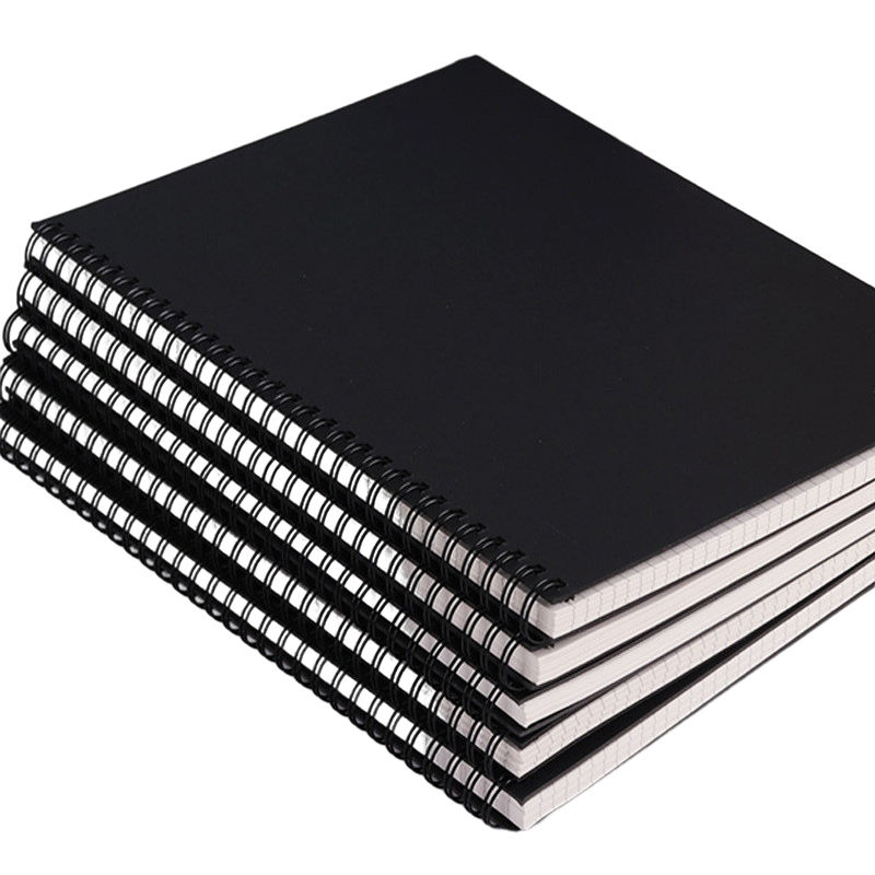 4 Piece A4 Black Cover Print Student Traditional Spiral Custom Printed Travelers Notebook Plain Notebooks