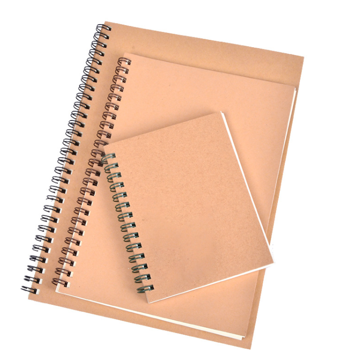 A4/A5/A6 Customized Logo Eco- Friendly Kraft Paper Spiral Notebook Recyclable Kraft Wire-o Notepad We Offer Design
