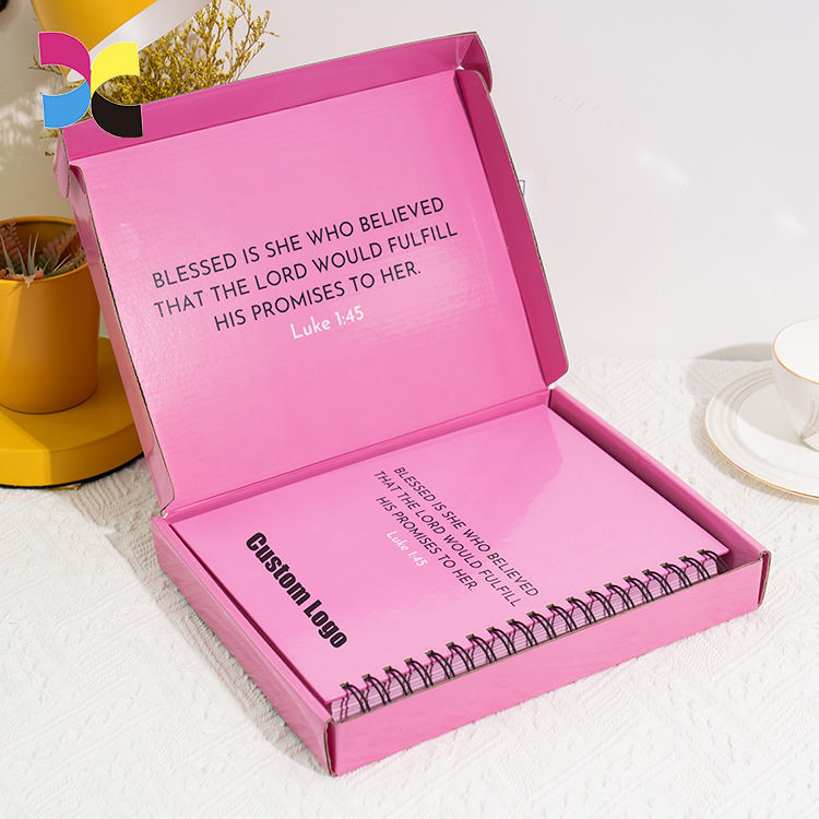 Customised logo Kraft Blank Cover White Lined Inner Paper Spiral Notebook With Pen Colorful Sticky Notes Divider