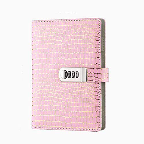 Pink PU Leather Book Sketchbook Journal Planner Organizer Password Diary Refillable Diary Notebook