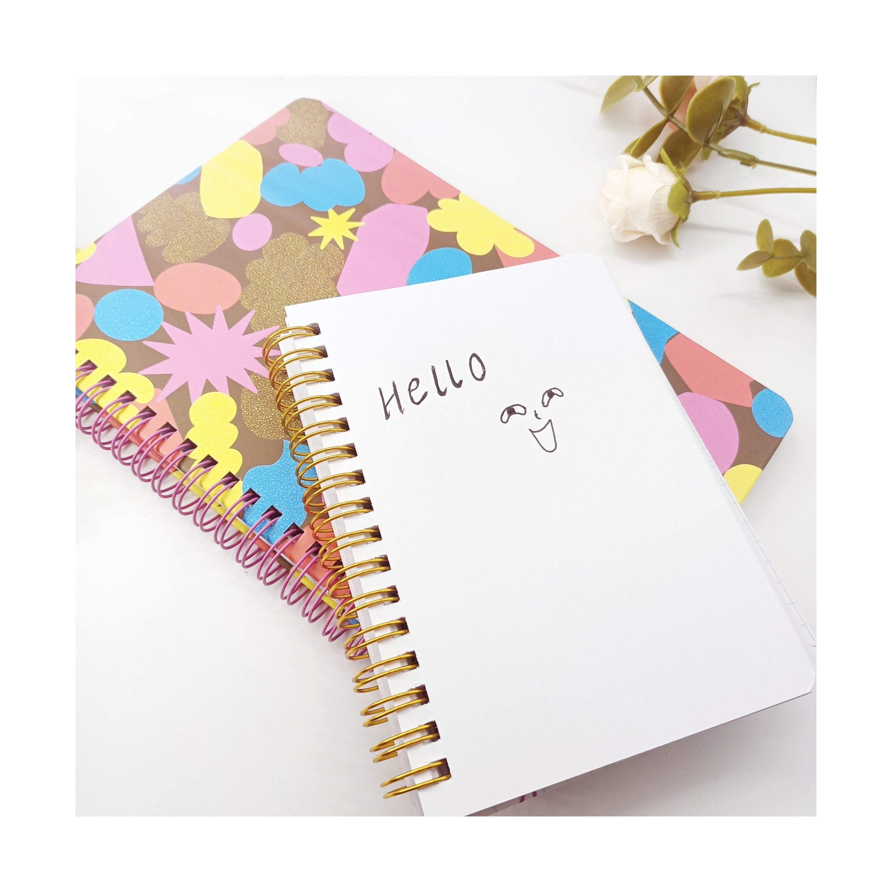 Unique 200 Pages Business Black Paper Custom Printed A5 White Spiral 7 X 10 Coil Plain Notebook