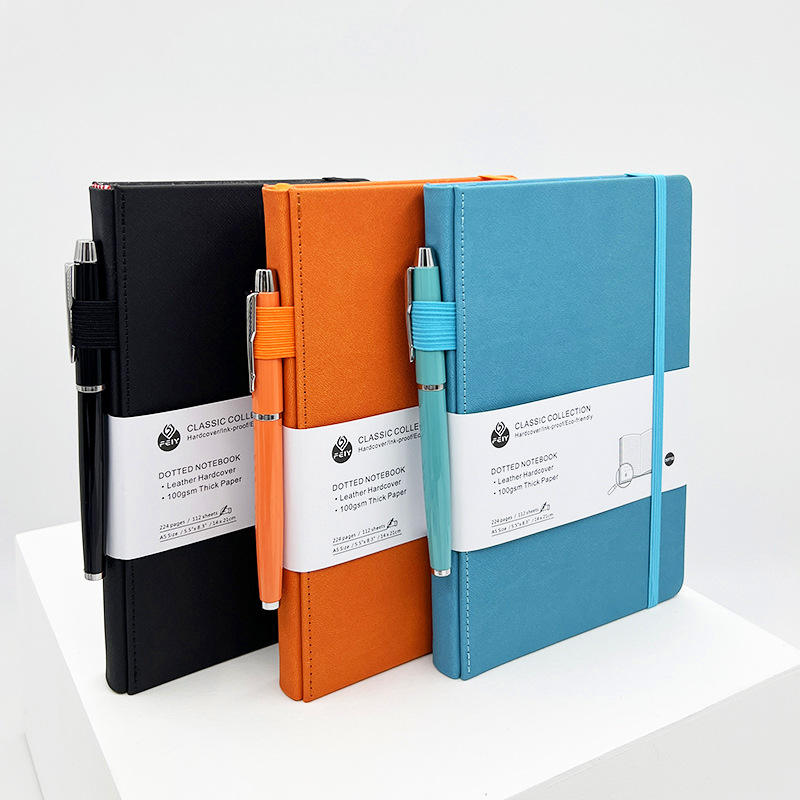 High Quality Custom Logo PU Leather Note Book A5 A6 Budget Business School Office Diary Journal Notebook With Elastic Band