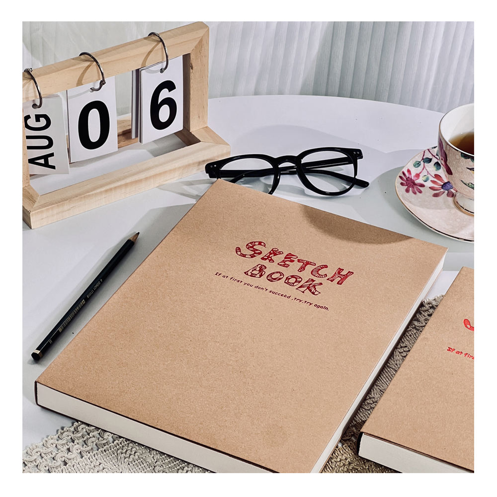 Best Quality Eco-Friendly Handmade Pure Leather Sketchbook Custom A5 B5 Hardcover Printed Deckled Paper Custom Colors Journal