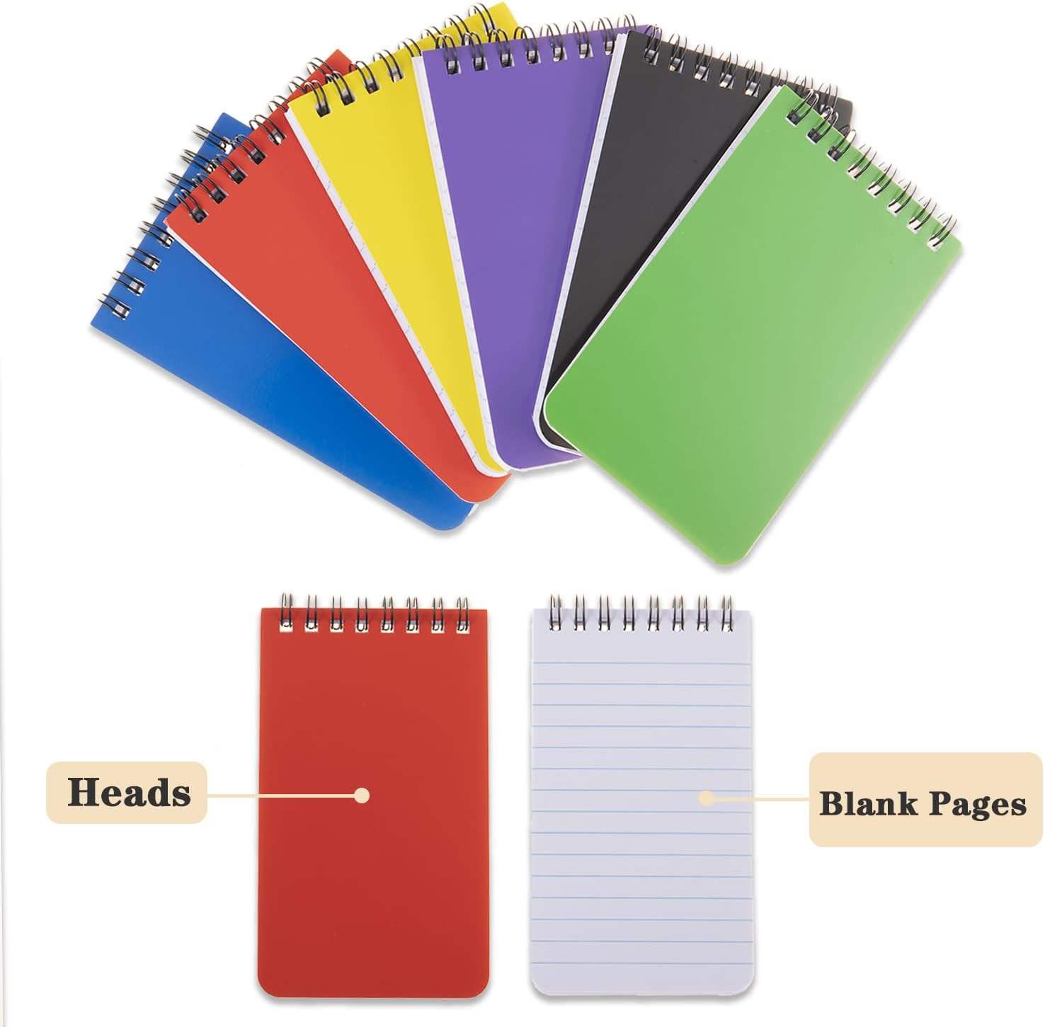 3x5 Inches A5/A4/A6 Size Spiral Pocket Mini Notebook Small Business Office Leather Cover PU Paper for Planning and Diary Use