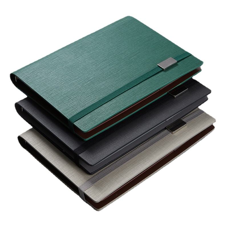 Promotion Custom logo A5 Hardcover Black Planner Red Pu Leather Notebook with Pen Business Diary Souvenir Gift Set