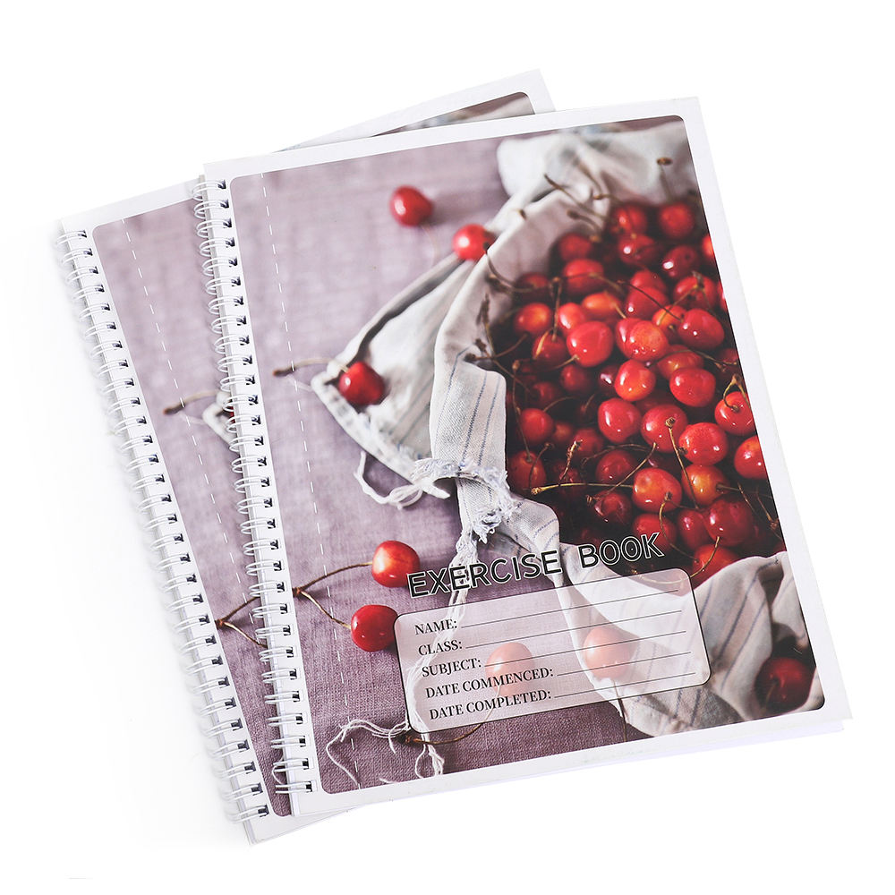 Factory Custom Spiral Notebook 100 200 Pages 70gsm Offset Extra White Paper Ruled Line A4 School Exercise Book Composition Book