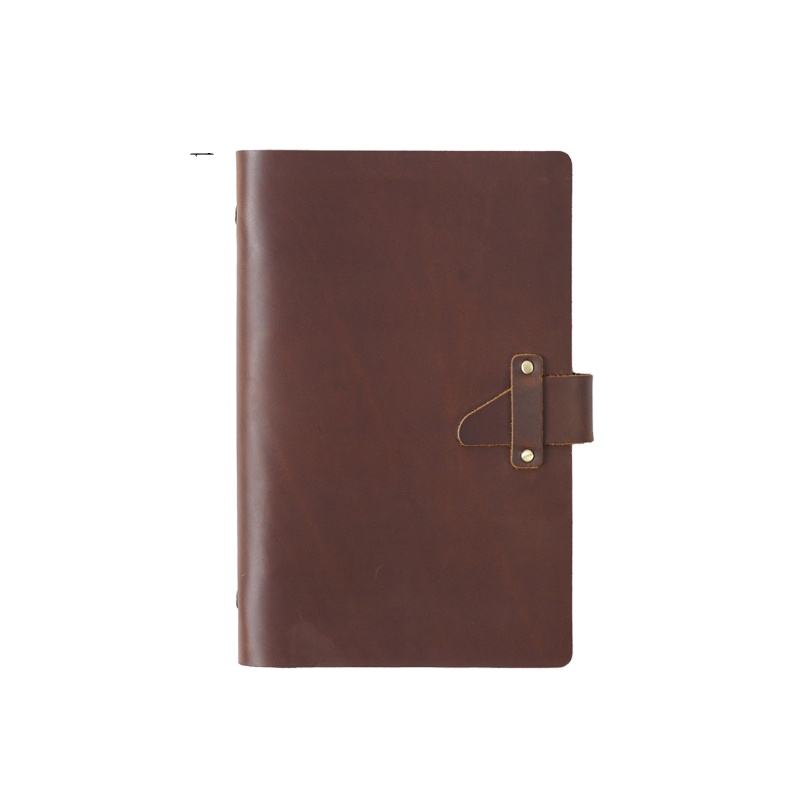 Vintage Brown Rustic Edge C-Lock Closure Leather Writing Journal with Customized Parchment Lined Paper Travel Notebook Diary