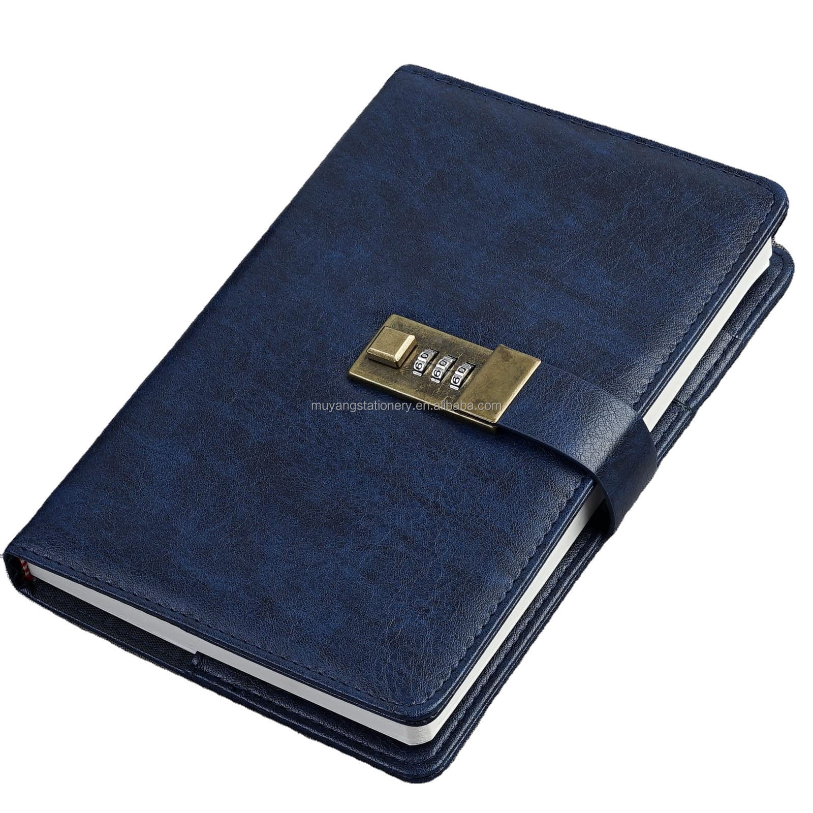 Achieve Low-Carbon Environmental Protection with A5 Lock Refillable Inner Leather Diary Notebook Economical Blue Notebook