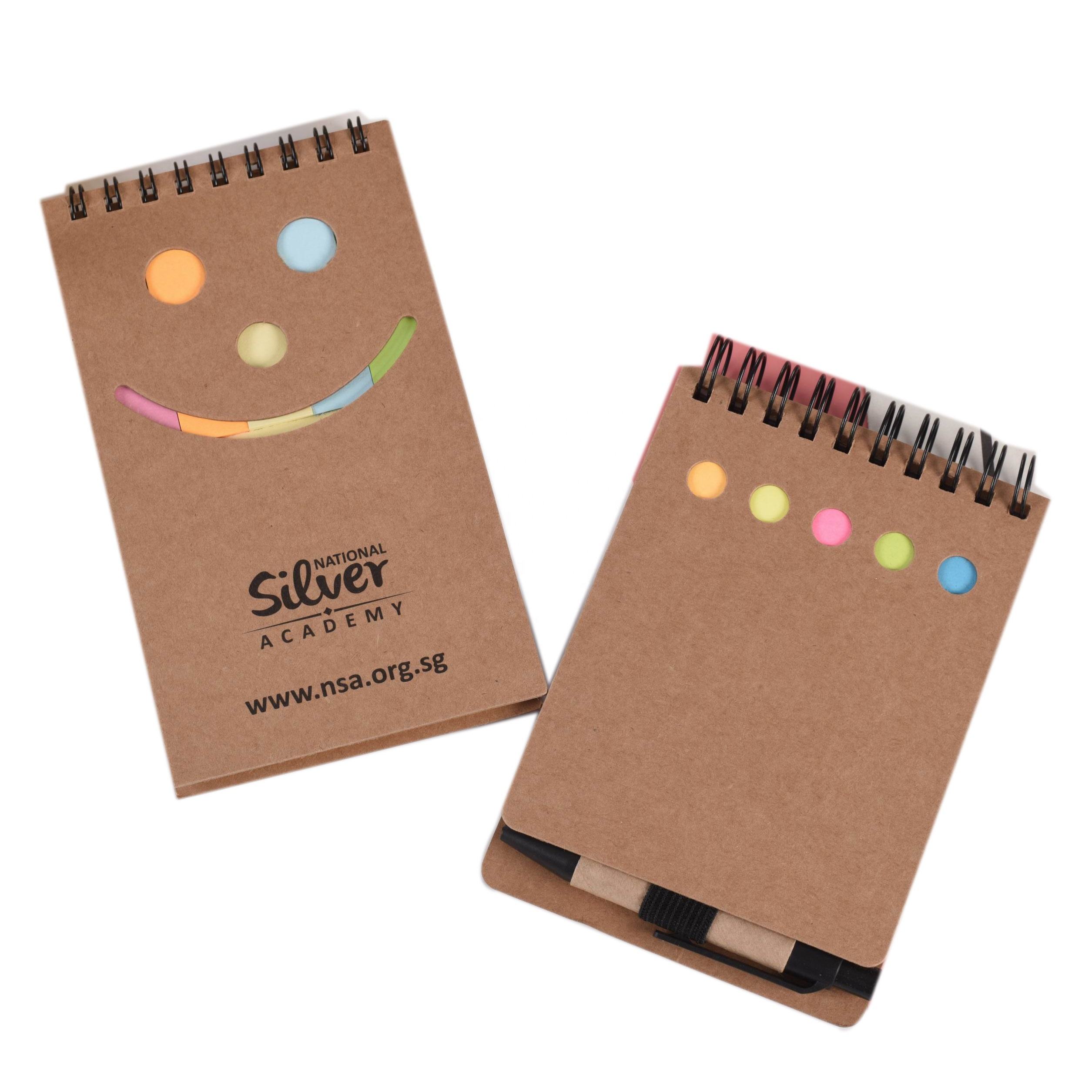 Recycled Magnetic Journal Spiral Notebook With Sticky Notes and Pen