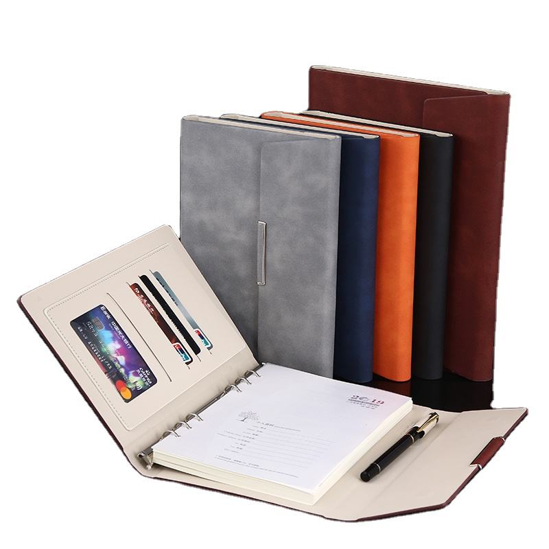 Genuine Leather Binder Notebook Macaron 2 Loose-leaf Book Pocket Luxe 3 Rings Planner Binder Planner and Wallet Combo 23mm Ring