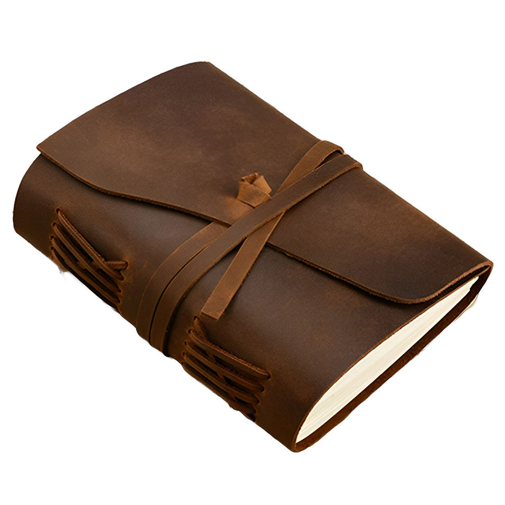 Vintage Journal Handcrafted Leather Cover A5 Notebook with Belt Lock Free Handmade Paper Hardcover Style for Office or Gift