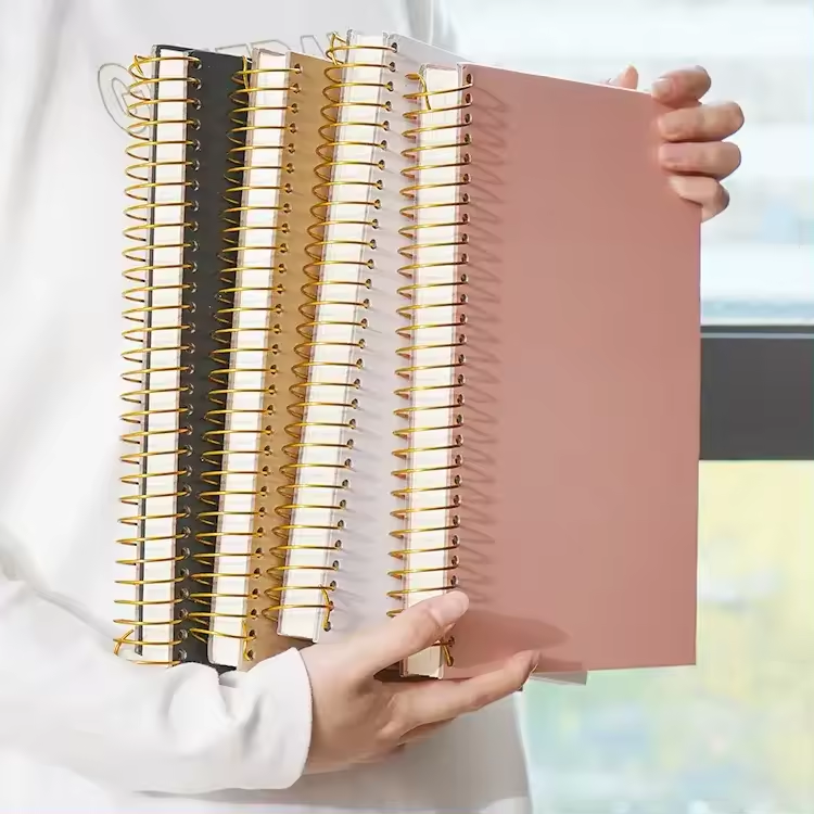 A5 Spiral Notebook with Soft Cover, Printed PU Cover Journal with Golden Wire-O, 100g HQ White Paper, 136 Lined Pages (NW-01)