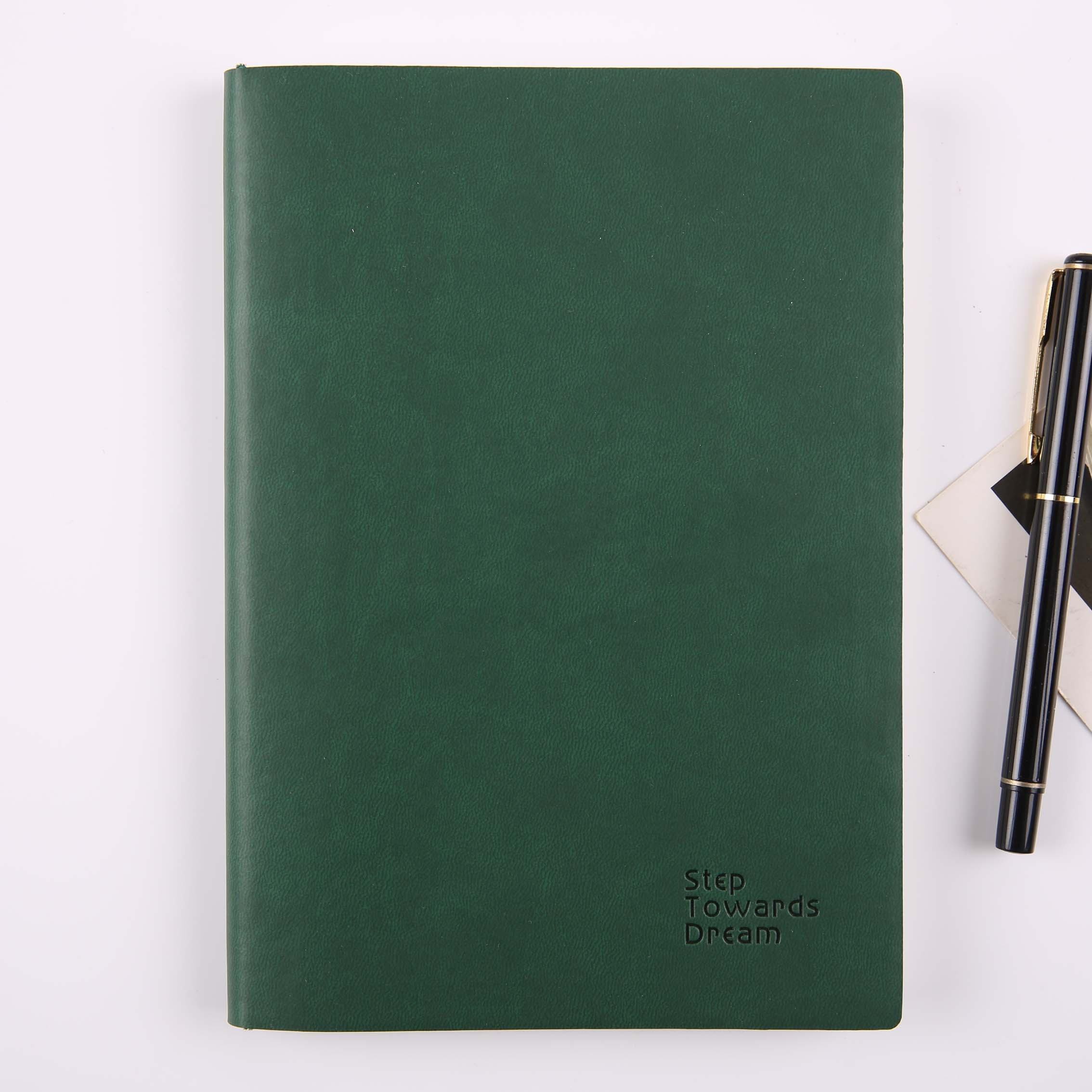 Personalized Hardback Journal Planner Notebook on Cover and Inside Custom Journals with Green Sprayed Edges
