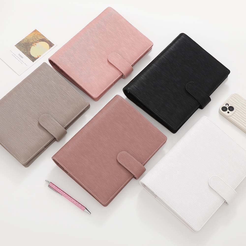 2024 Best Selling A5 Saffiano Epi Leather Hardcover A5 Budget Binder for Notebook, Planner & Journals with Pen Loop & Card Slots