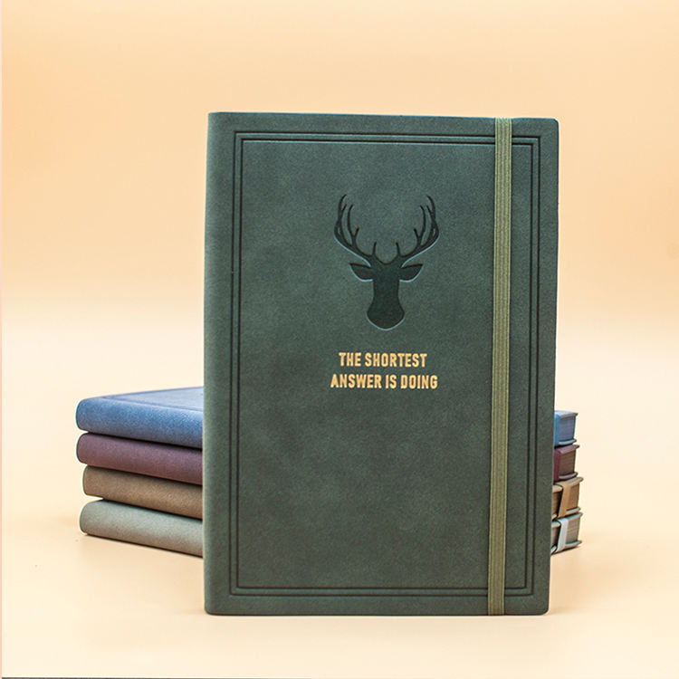 365 Page Printing Large Leather Field Notes Journal Wallet 160gsm Custom Cover Gold Foil Hardcover Dot Elastic