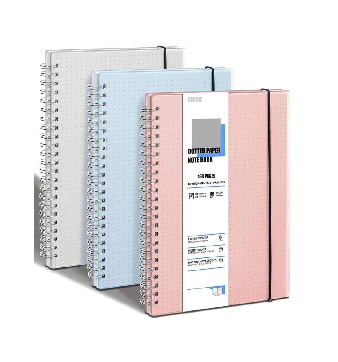 PP Plastic Waterproof Cover Notebook, A4/ A5 Spiral Notebooks With Ruled Lined Graph Dotted Notebooks with Transparent Cover
