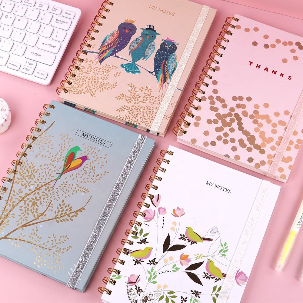 Custom Printing A4 Cute Hard Cover Thick Sublimation Gold Spiral Agenda Notebook for Students