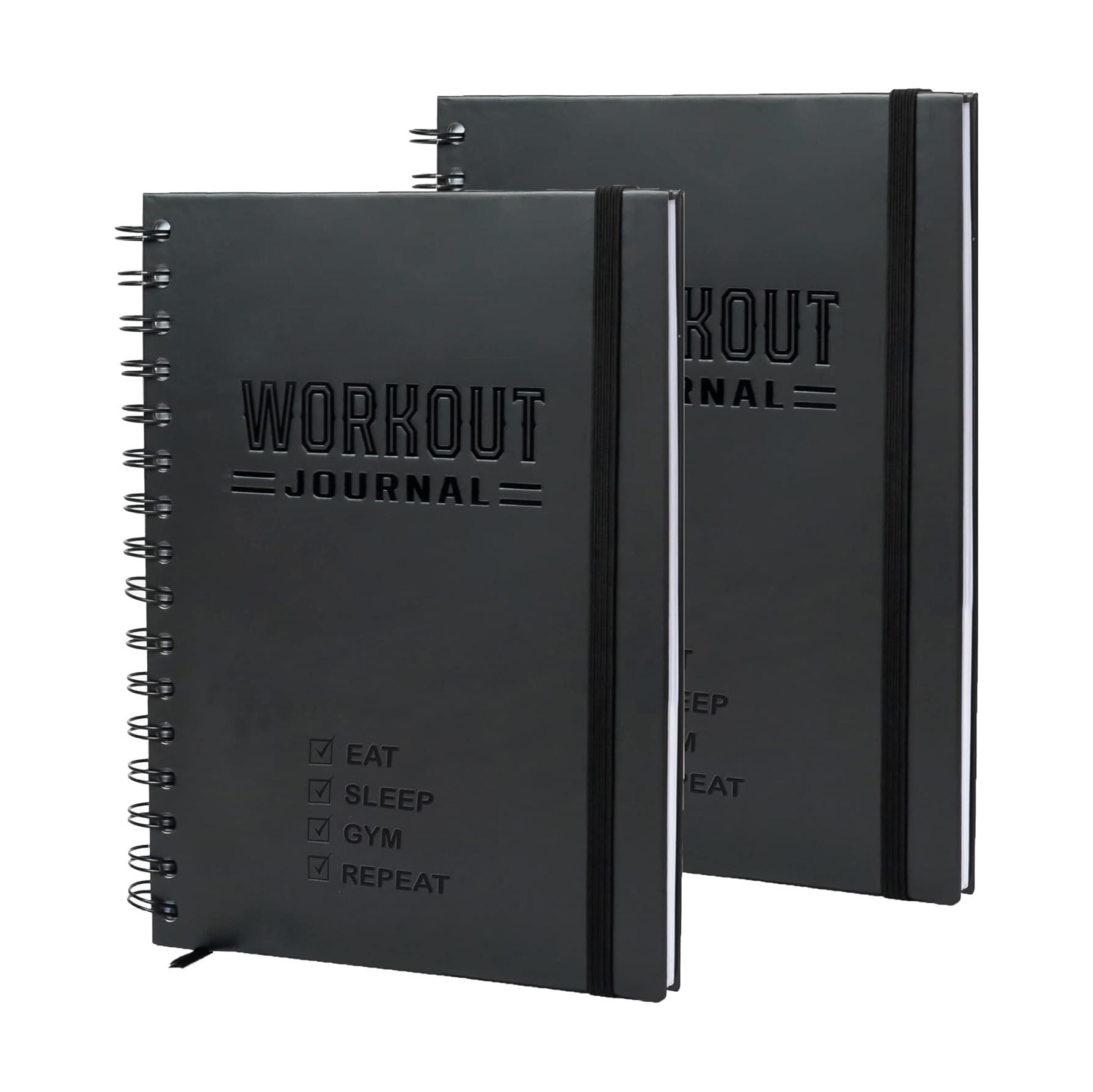 High Quality Black Cardboard Hardcover Double Coil Notebook Hot Stamping LOGO Hardcover Spiral Notebooks