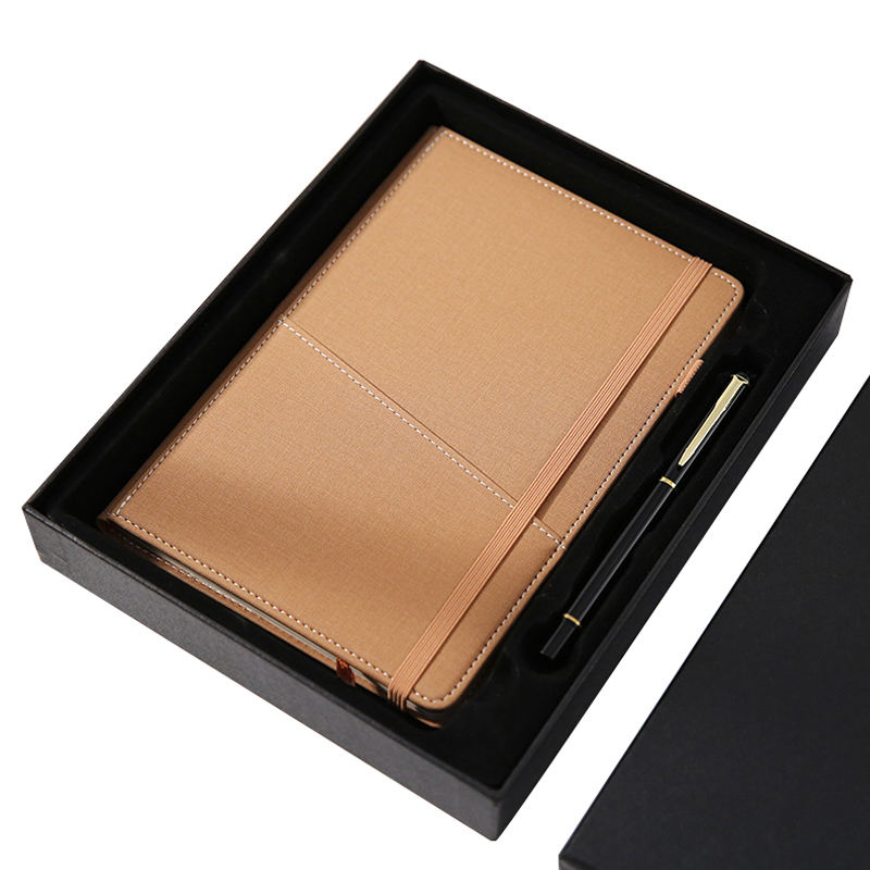 Custom Planner Business Leather Cover Journal Recycled Reusable Waterproof Stone Paper Notebook Gift Box Set with Pen
