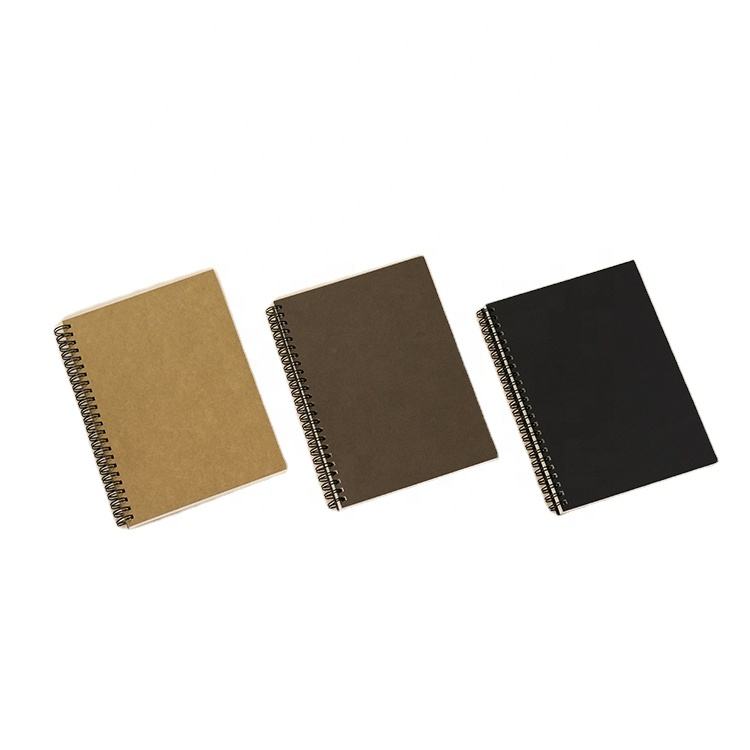 Wholesale A5 Size Eco Spiral Notebook Kraft Paper Spiral Notebook Diary Custom Print Notebook