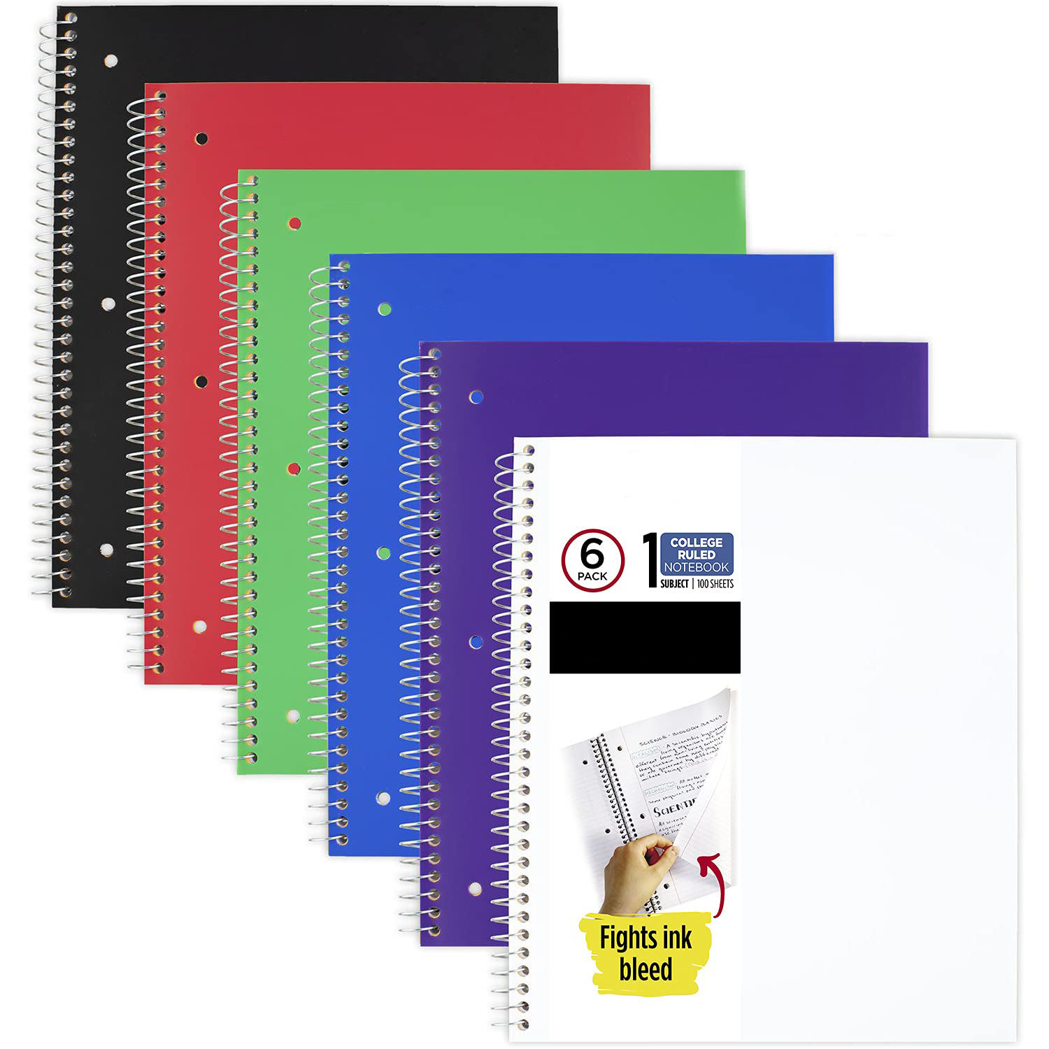 Spiral A4 Notebook 5 Subject Notebook College Ruled Notebook 3-Hole Punched With Dividers Storage Pockets