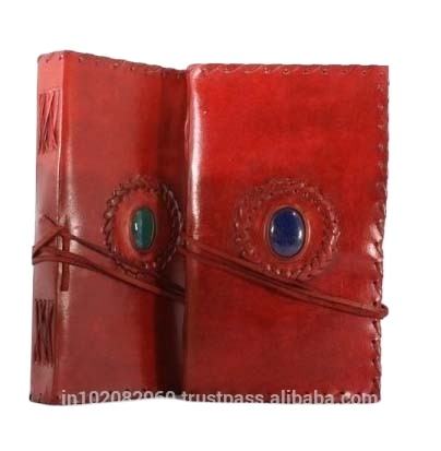Handmade Personalized Turquoise Stone Embossed Leather Journal Blank Notebook Sketchbook String Closure Christmas Gift Printed