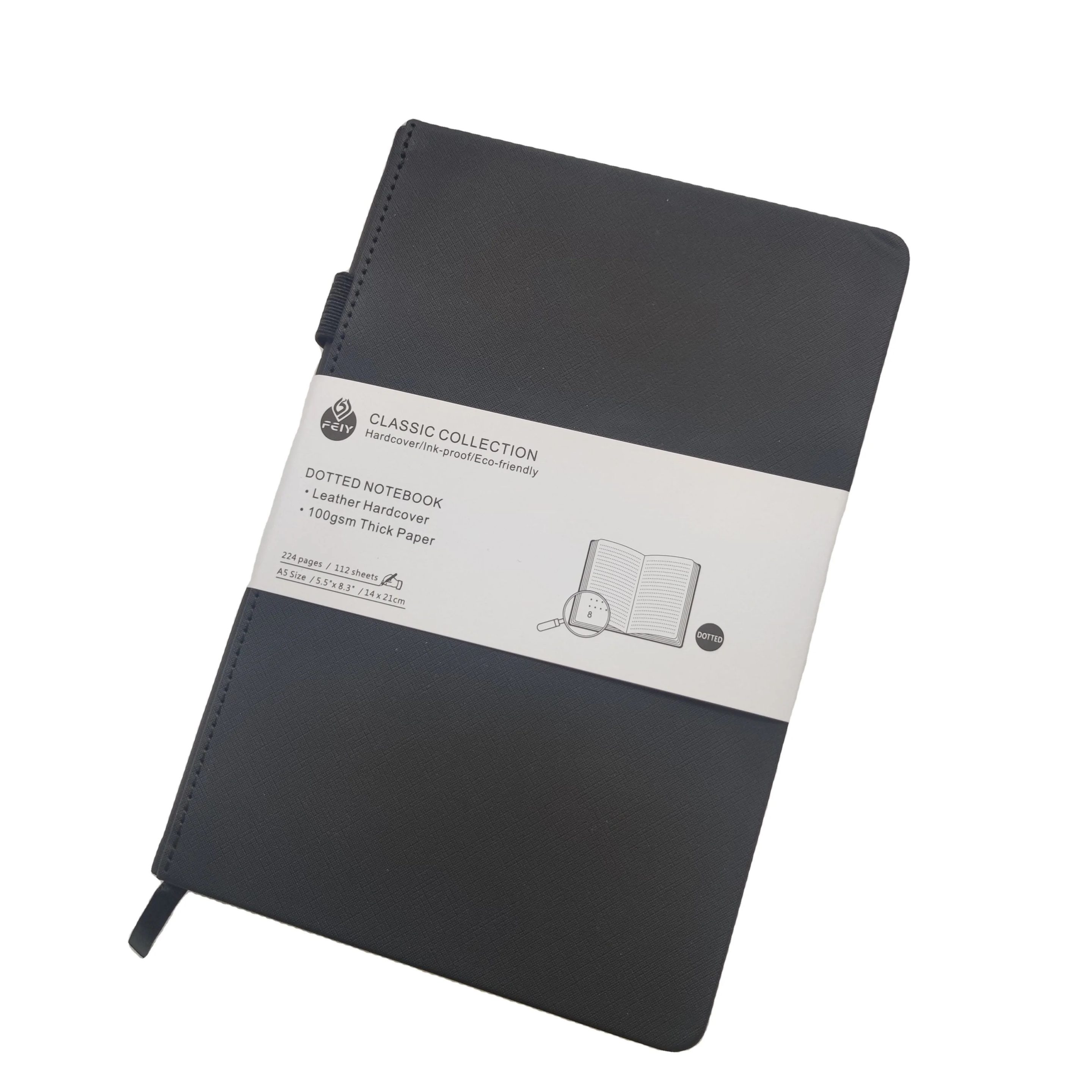 Custom Logo Design Biodegradable A5 Velvet Journal Notebook 180GSM 160GSM Dotted Grid Hardcover Black Grey Brown Green Colors